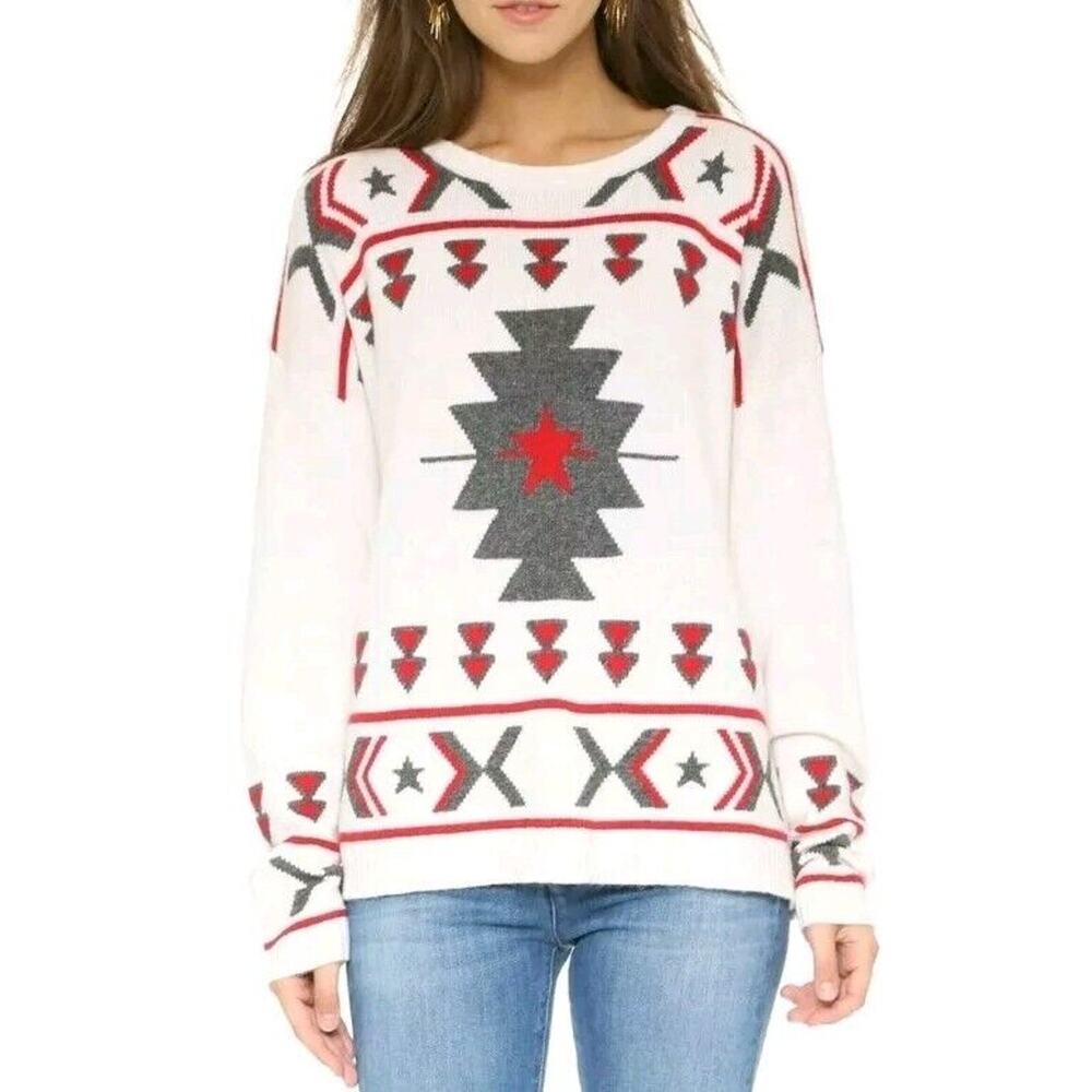 BANJO & MATILDA Australia Sweater Lambswool Cashmere Aztec Tribal Sz XS (b